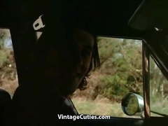 Busty Hitchhiker Girl Riding on Cock in Woods (Vintage)